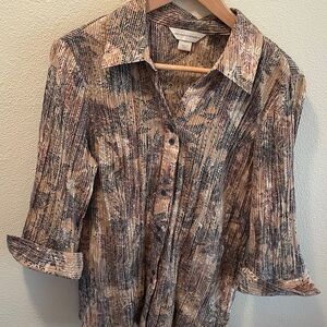 Christopher & Banks button down house with leaf pattern | womens size large